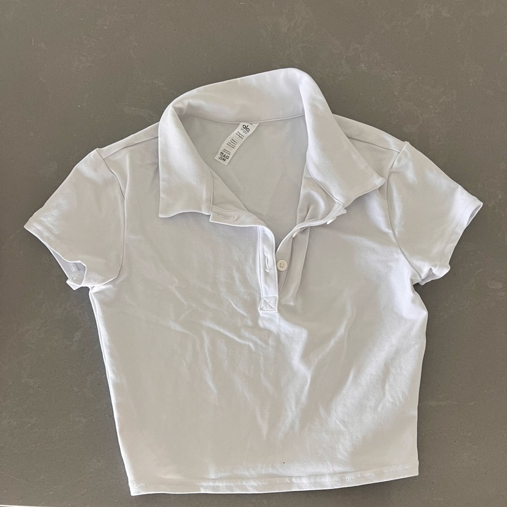 ALO Yoga White Collared Top